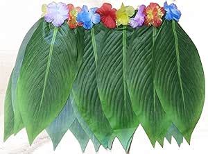 Hula Hawaiian Grass Leaf Skirt With Flowers Amazon Co Uk Health