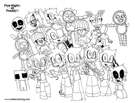 F Naf All Characters Pages Coloring Pages