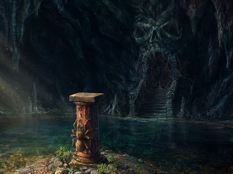 Wallpaper Forest Fantasy Art Reflection Cave Jungle Darkness