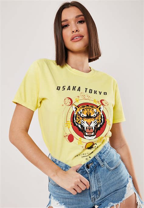Yellow Tiger Print Graphic T Shirt | Missguided