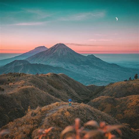 A Beautiful View Of Mount Prau Dieng Plateau Central Java Indonesia