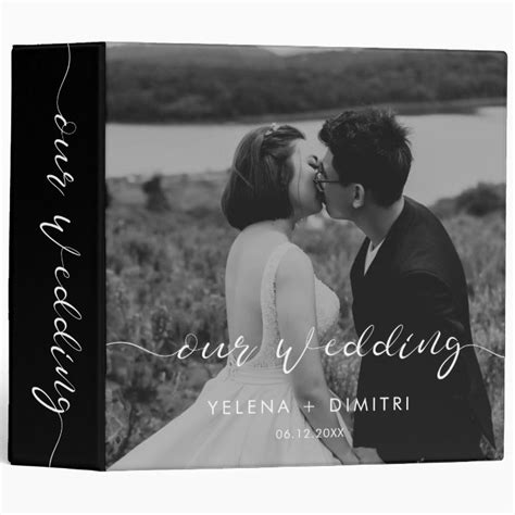 Elegant Romantic Calligraphy Wedding Photo Album 3 Ring Binder Zazzle