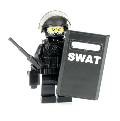 Swat Riot Control Police Officer Minifigure Made With Real Lego