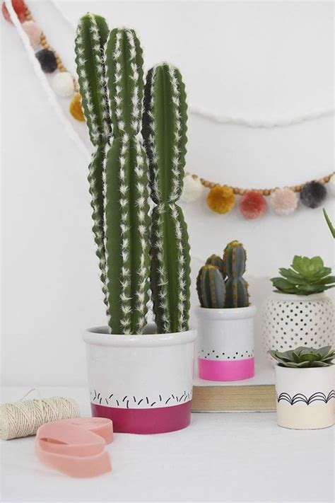It will be so much appreciated! How to make Color Block Cactus Pots in 2020 | Faux cactus ...