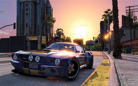 Download Wallpaper The City Street Mustang Car Grand Theft Auto V