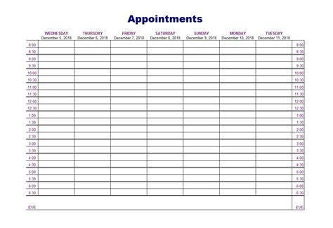 5 Day Appointment Schedule Template Example Calendar Printable Gambaran