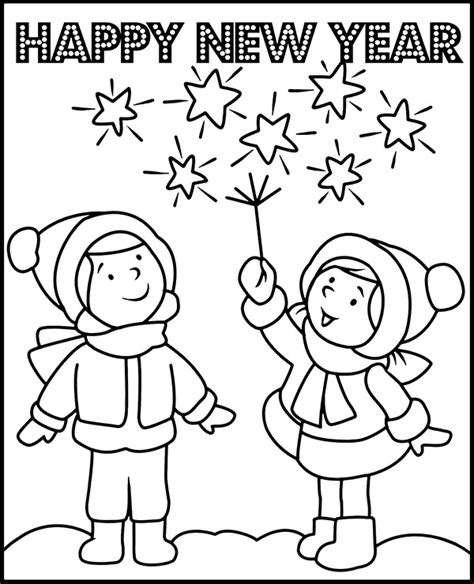 Coloring Sheet New Year Celebration