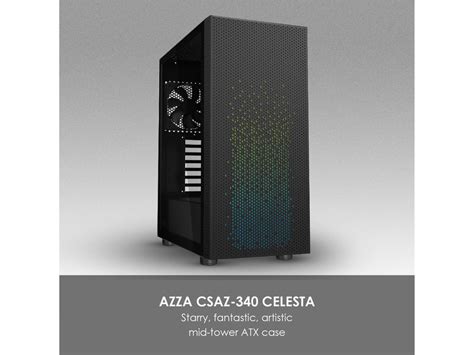 AZZA CELESTA 340F Gaming ATX Mid Tower Tempered Glass Black