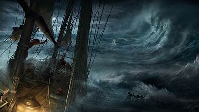Storm Sea Ship Sailing Dark Waves Sailors