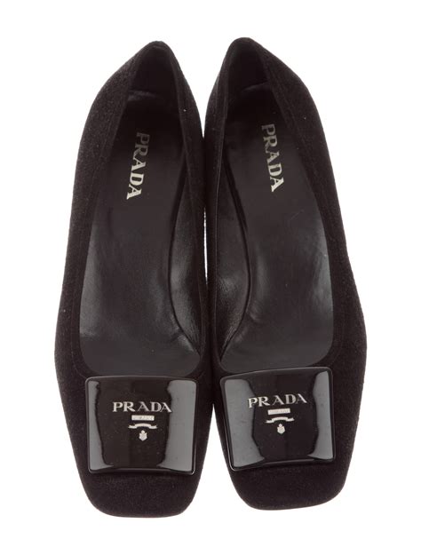 Prada Suede Logo Flats Shoes Pra156853 The Realreal