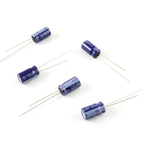 Electrolytic Capacitors – 100uF/35V – Pack of 5 | Artekit Labs