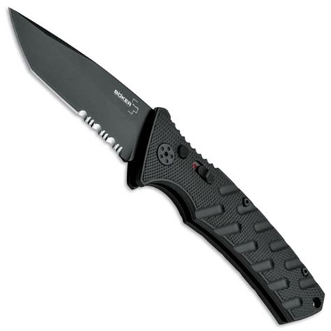 Boker Plus Strike Tanto Auto Knife Aus 8 Black Combo Blade