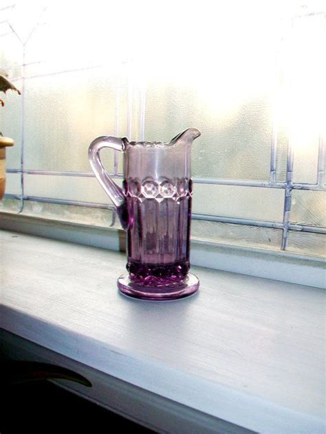 Vintage Pitcher Orchid Purple Glass Circa 1800s Eapg Purple Etsy Purple Glass Antique