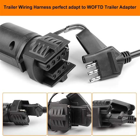 Woftd 4 Way Trailer Wiring Harness With 5 Ft Wires 4 Pin Trailer Wiring