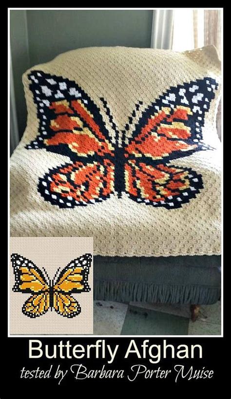 Monarch Butterfly Afghan C2c Crochet Pattern Written Row Etsy