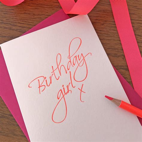 Neon Birthday Girl Letterpress Card By Yield Ink