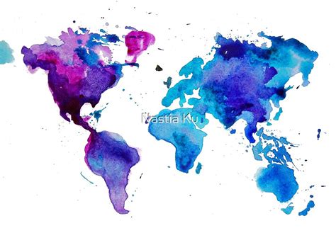 Watercolor Map Of The World By Ychty Redbubble