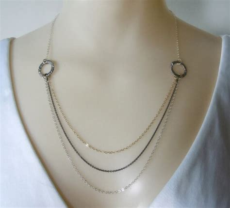 Items Similar To Multi Strand Mixed Metal Necklace On Etsy