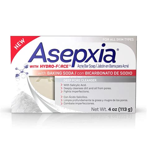 asepxia limpieza profunda jabón en barra para acné con bicarbonato de sodio hydro