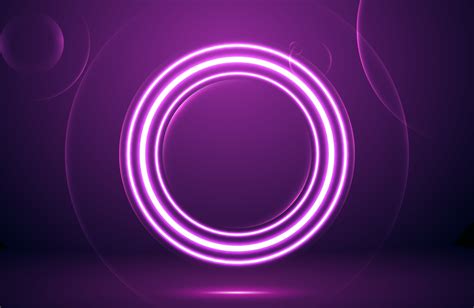 Circle Neon Light Effect On Dark Background Futuristic Techno Concept