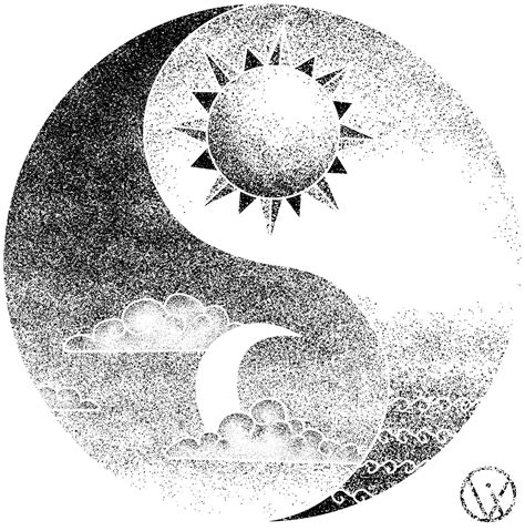 Sun Against Moon By Vio Pointilism Yin And Yang Sanat Ve Tasarım Çizim Çizimler