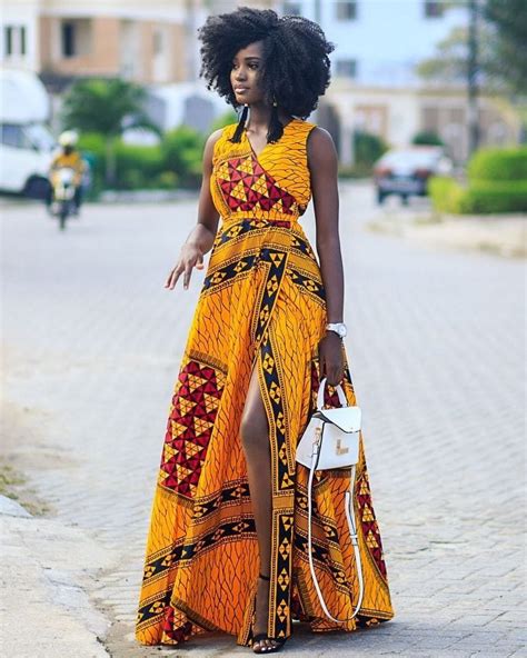 Absolutely Stinning Orange Ankara Maxi Dress Vestidos Africanos
