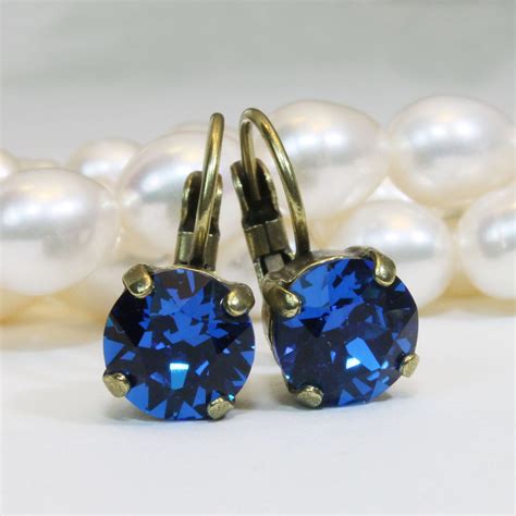 Royal Blue Earrings Cobalt Blue Swarovski Crystal Royal Blue