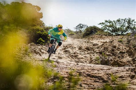 Man Riding Mountainbike On Dirt Track Fort Ord National Monument Park