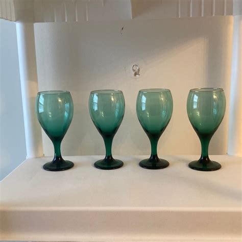 Libbey Dining 4 Vintage Arbys Libby Emerald Green Goblets Wine Glasses Poshmark