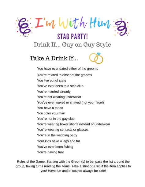 lgbtq bachelor party games gay bachelor party drink if game etsy