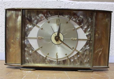 Vintage Mid Century Art Deco Metamec Mantle Clock Brass Eye Kienzle