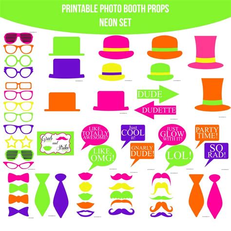 80s Photo Booth Props Printable Free
