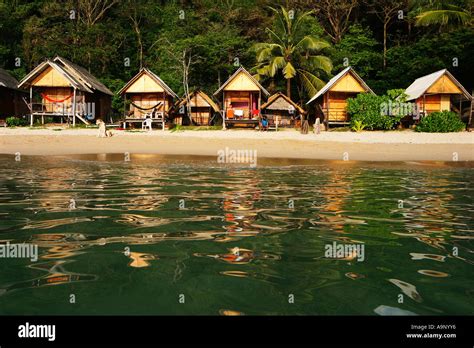 Huts On White Sand Beach Ko Chang In Thailand Stock Photo Alamy