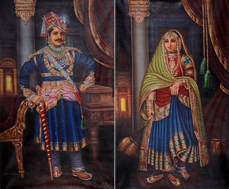 Indian Royalty Set Of Two Paintings Exotic India Art