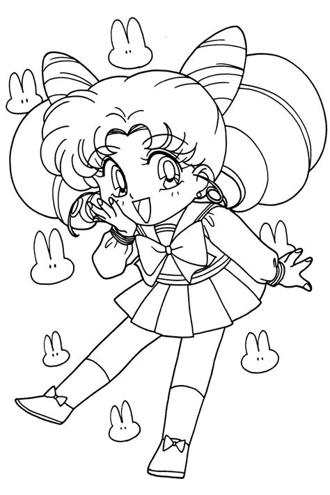 Chibi Sailor Moon Anime Coloring Pages For Kids Print Color Craft
