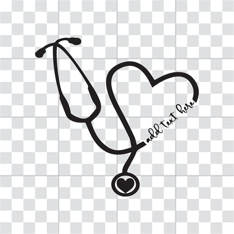 Black Heart Stethoscope Svg