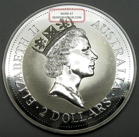 1992 Australia Kookaburra 2 Oz 999 Fine Silver Coin 2 Dollars Unc Cased