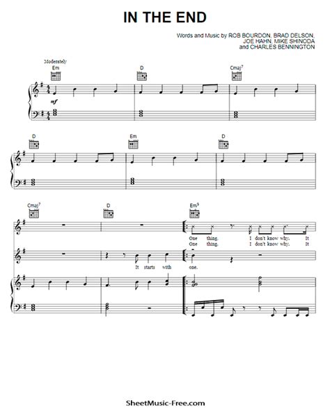 Linkin Park In The End Sheet Music In Gb Major Transposable Download Print Sku Mn0096857