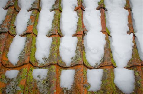 Snow Covered Roof Stock Image Image Of Tiles Horizontal 37159997