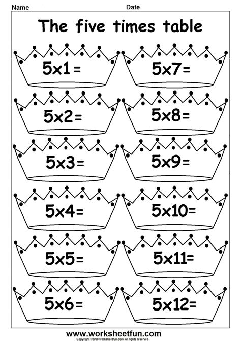 Multiplying By 5 Worksheet