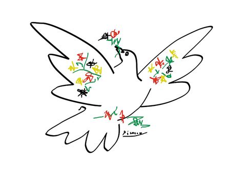 Picasso Dove Of Peace With Flowers Drawing By Terry Bill
