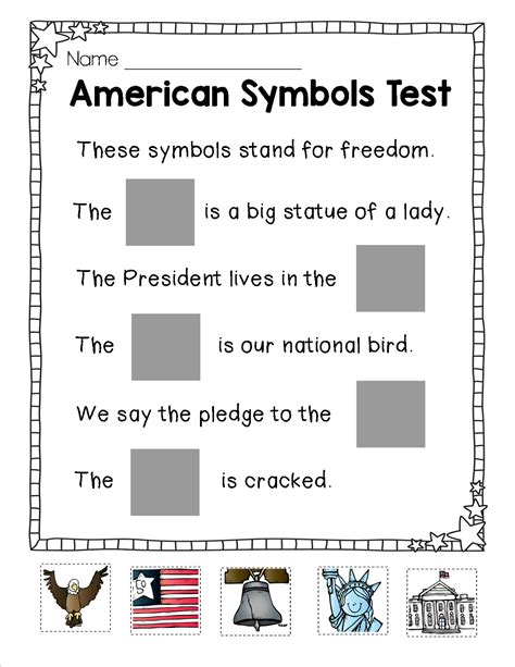 Printable American Symbols Worksheet