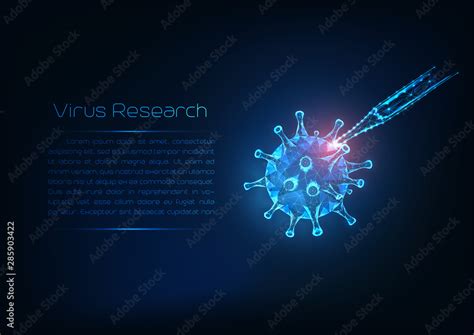 Viral Infection Research Concept Futuristic Glowing Low Poly Flu Virus