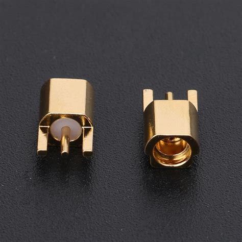 Mmcx Female Jack Connector Pcb Mount With Solder Straight Goldplated 3