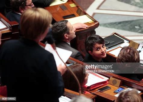 French Minister Of Education Najat Vallaud Belkacem Looks On As Mp