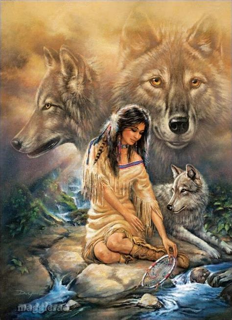 Indian Woman And Wolves Tattoos Pinterest Wolf American Indians