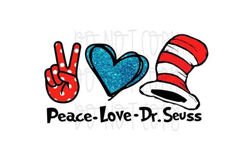 Peace Love Dr Seuss Glitter Heart Png Digital Download Etsy