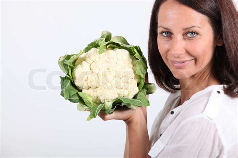 Woman With Cauliflower Stock Image Colourbox