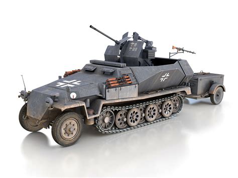 SDKFZ 251 Ausf C Hanomag Anti Aircraft Vehicle FRHG 3D Model CGTrader