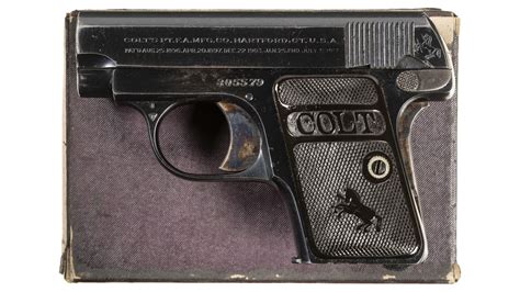 Colt Model 1908 Vest Pocket Semi Automatic Pistol With Box Rock